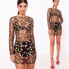 Pretty LittleThing Marlie Floral Embroidered Dress Swimsuit Coverup NEW w/TAGS!