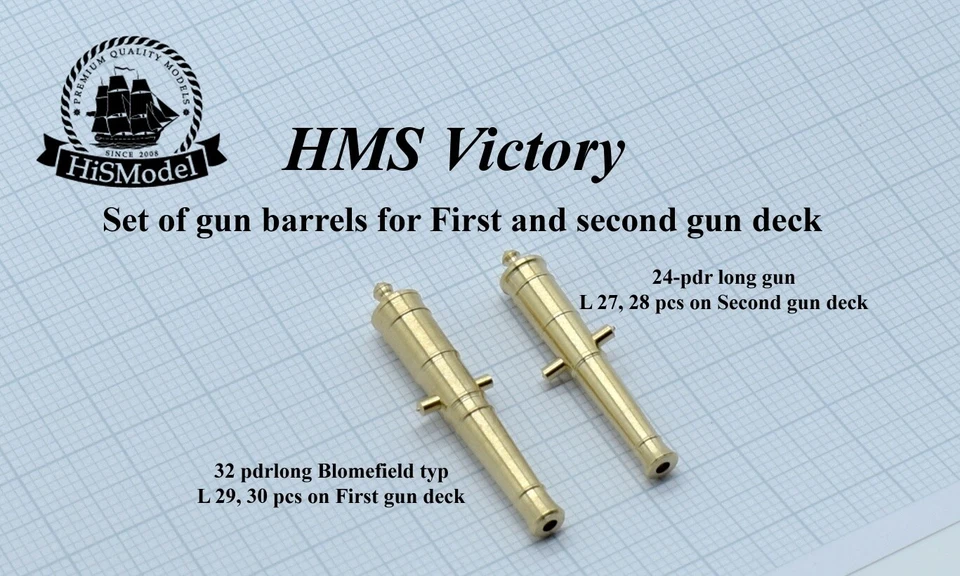 Heller HMS Victory 1:100 - complete set of 104 brass guns - Bild 3 von 4