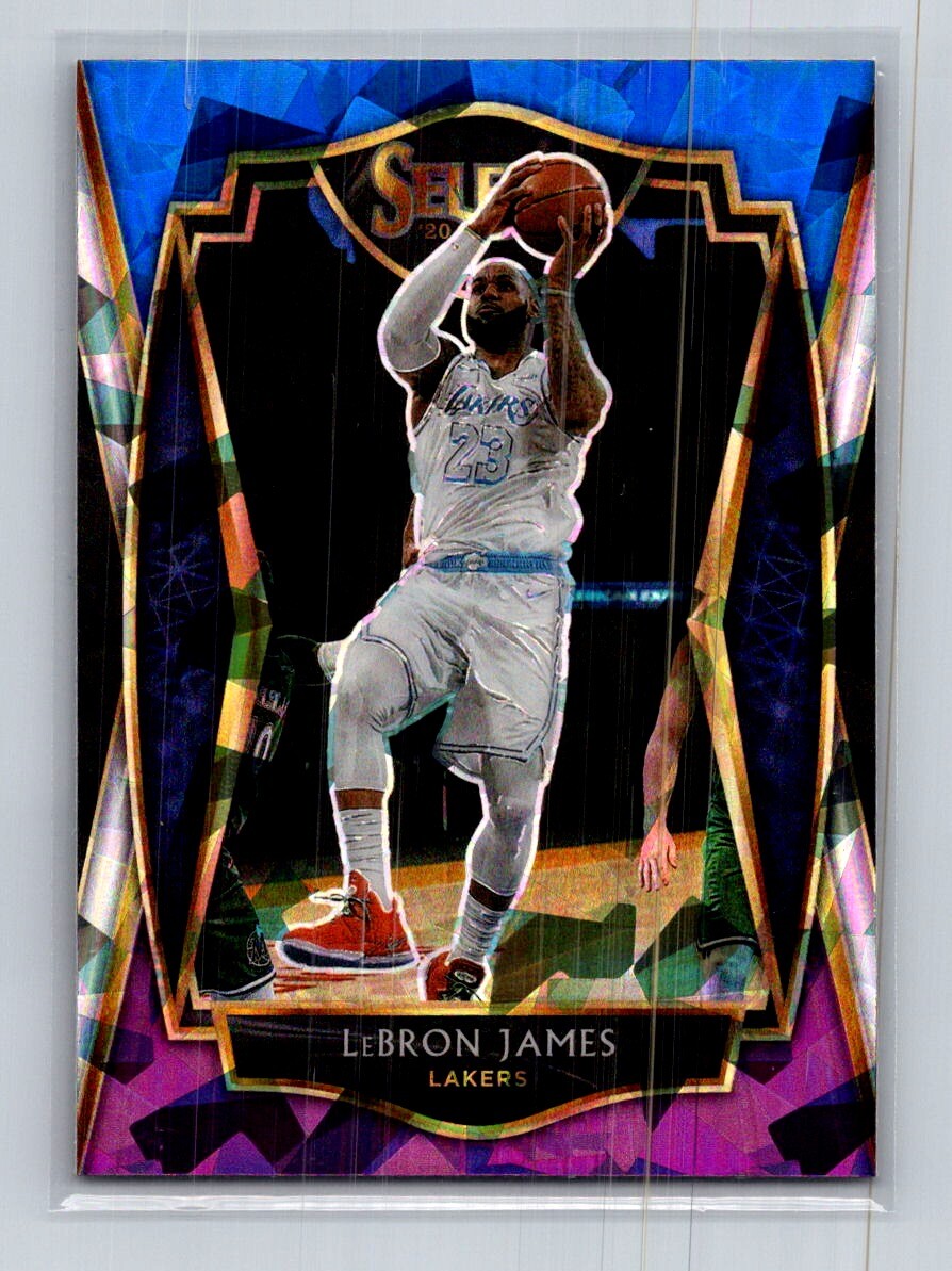 2020-21 Panini Select #113 Blue White Purple Cracked Ice LeBron James LA Lakers