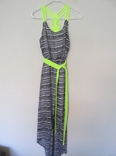 Women’s Princess Vera Wang Hi Low Adobe Black, White & Neon Yellow Dress Size XS