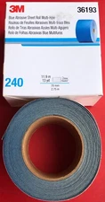 3M 36193 HOOKIT BLUE ABRASIVE SHEET ROLL MULTI-HOLE 2.75" INCH x 13 YDS 240 GRIT