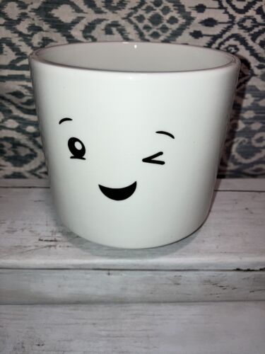 Ashland Tabletop Decor Ceramic Wink Emoji Smile Footed Planter Vase Dish Bowl