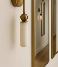 Personalized Alabaster Wall Sconce with Brass...