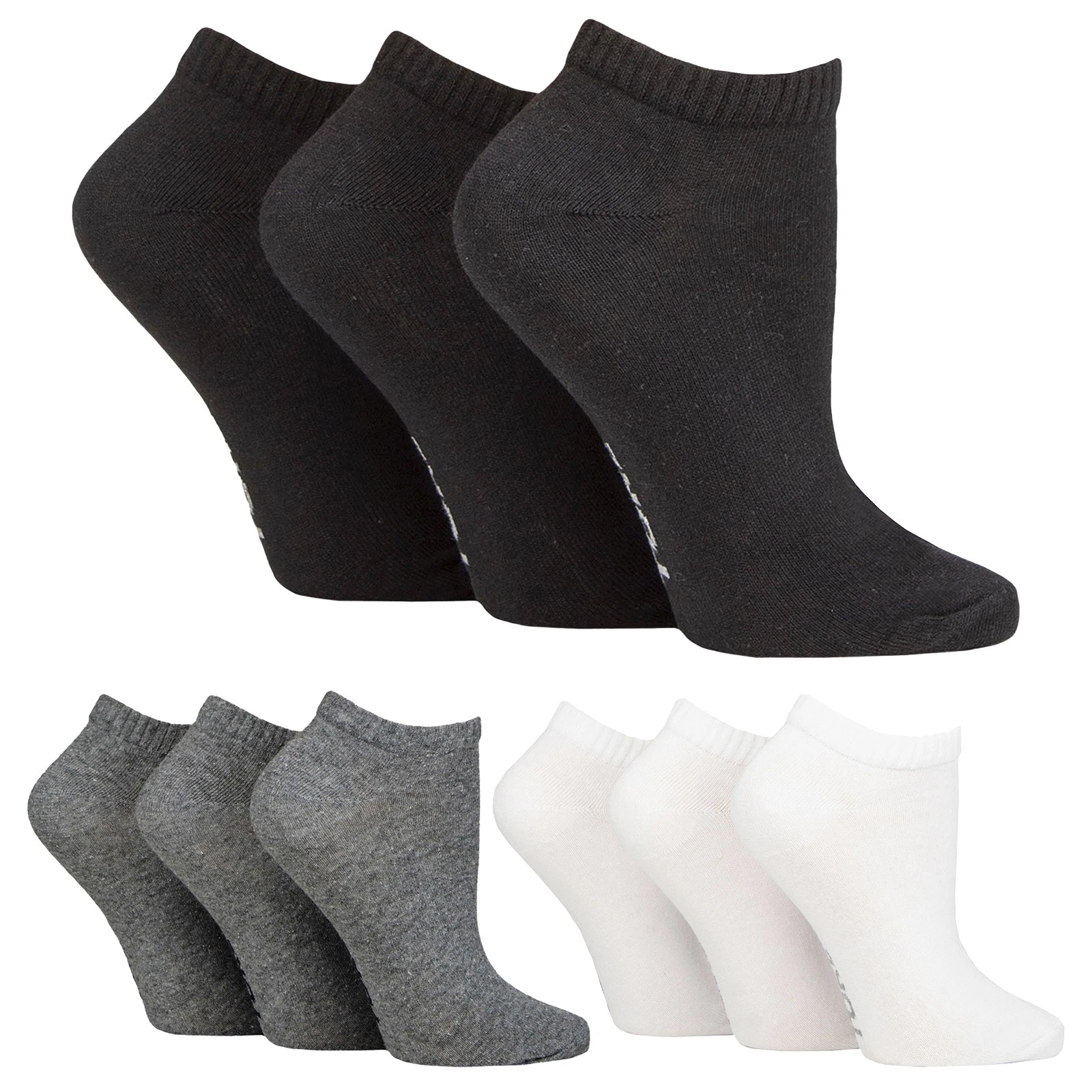 3 Pack Womens Plain Sports Trainer Socks by SOCKSHOP TORE
