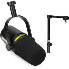 Shure MV7 Hybrid Podcast Microphone with Broadcast Arm - Black