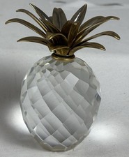 Swarovski PINEAPPLE LARGE Figurine # 10044 Hard To Find vs2 Smooth Gold Leaves