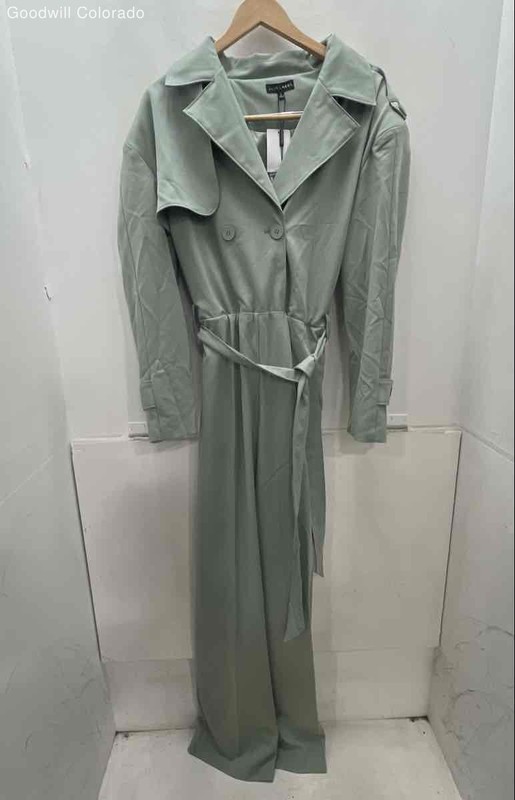 Jluxlabel Womens Sage Green Long Sleeve Wide-Leg One-Piece Jumpsuit Size L