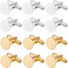 SUNNYCLUE 20Pcs Silver Cufflink Blanks Gold Round Cufflinks Brass Business...