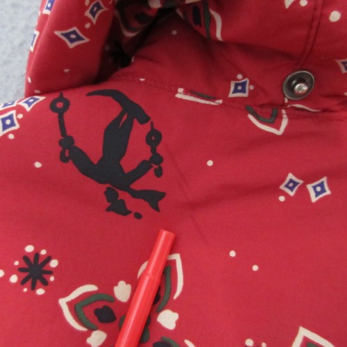 Vintage LL Bean Jacket Anorak Girls Small Red Bandana Print Ski Nylon Pockets - Picture 10 of 14