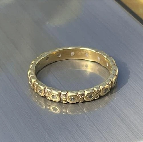 Alliance En Or 18 Carats Jaune Avec Diamants - Bague Taille 55, 0.18 Ct De Diamants, 5.77 G, Occasion