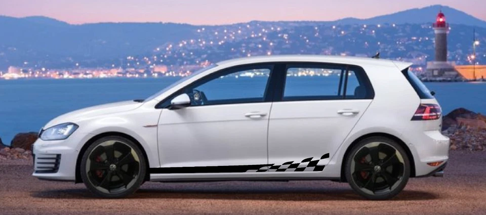 Calcomanías de bandera revisadas gráficos a rayas laterales Volkswagen VW Golf cualquier año Foto 3 de 4