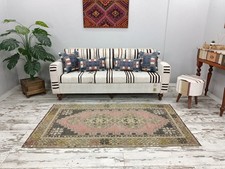 Vintage Turkish Rug Handknotted Wool 3.7x6.7 Ft Eclectic Bohemian Area