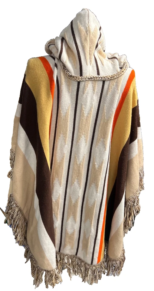 Vintage 70’s-80’s Cuddleknit Hooded Fringe Poncho - Image 4 of 4