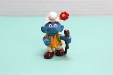Smurfs Schleich Hiking Smurf with Backpack & Flower Stick Vintage (1980s)
