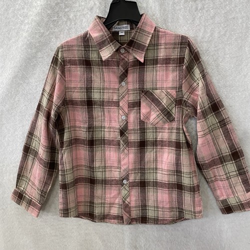 Sangtree Flannel Shirt Boys Pink 8-10 or 12-14 Plaid Long Sleeve Button Down - Picture 1 of 14