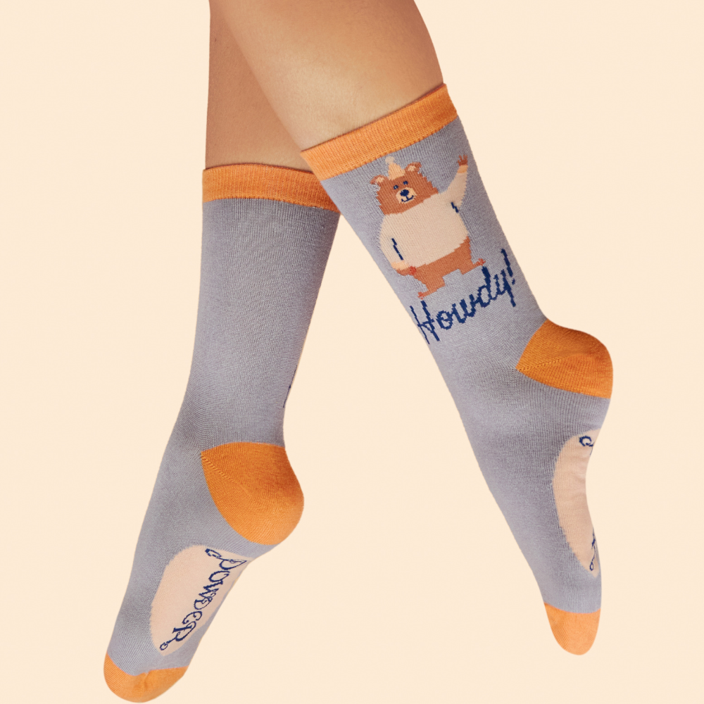 Ladies Bamboo Ankle Sock Howdy Friends By Powder Design SS25