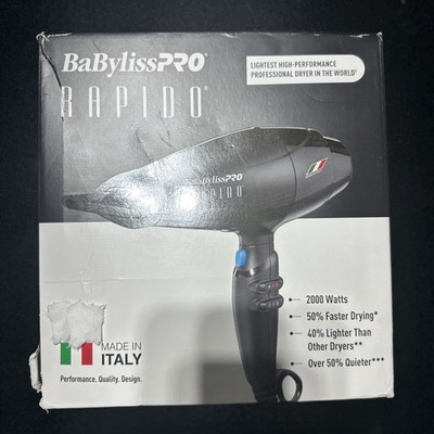 NEW BaBylissPRO Italian Rapido Hair Dryer 2000W BRAP1 Black 6-Speed MAX Life