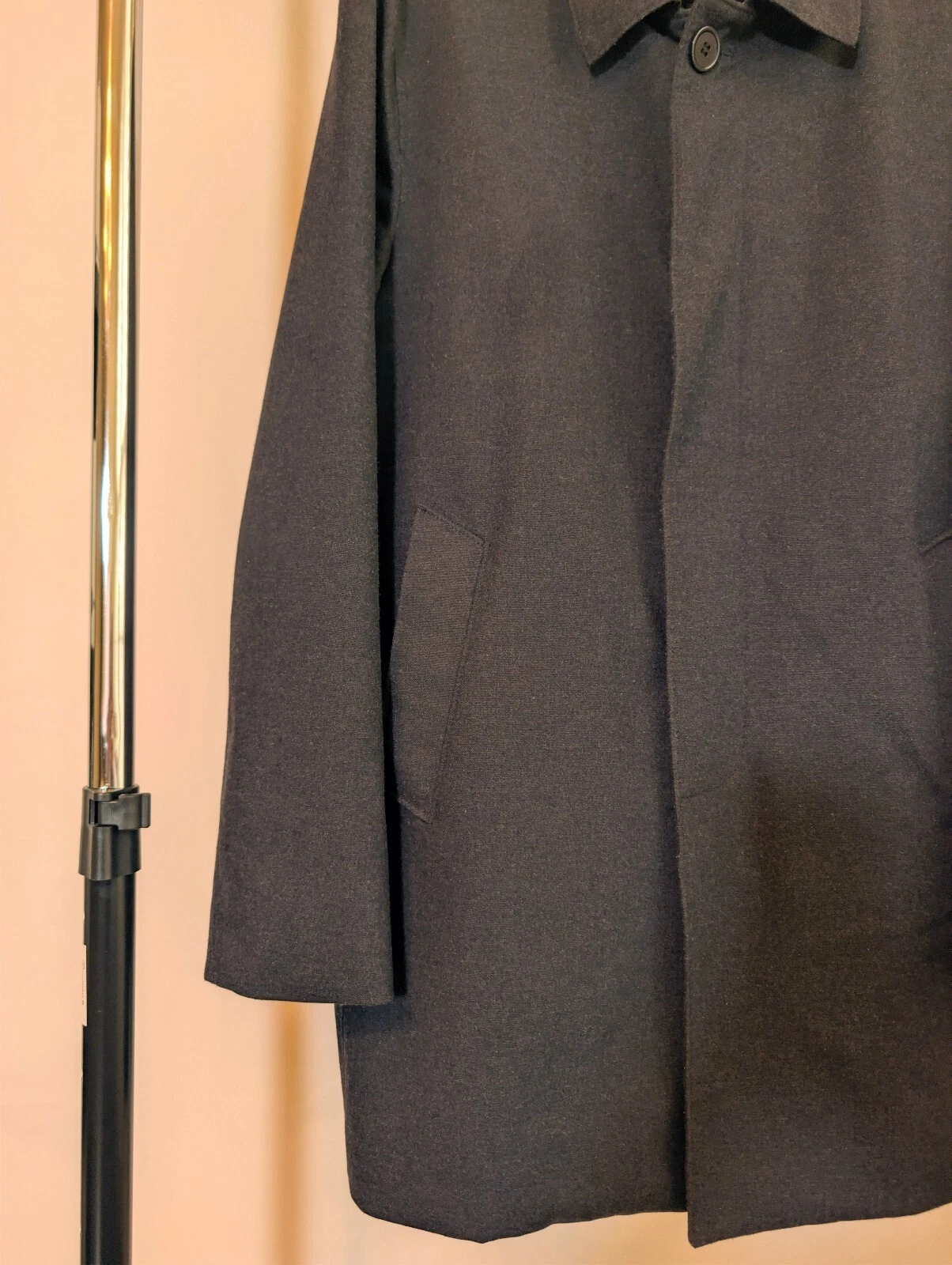 John Varvatos Single Breasted Wool Blend Trench Coat Mens 42R Navy Old Money - product detail image 4