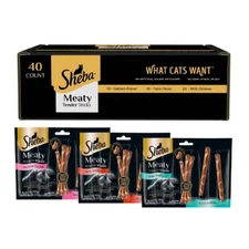 Sheba Salmon, Tuna and Chicken Flavor Variety Pack Meaty Sticks Cat Treats