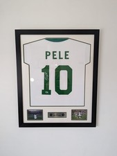 Back Signed Rare NY Cosmos Pele Shirt with Beckett Authetication