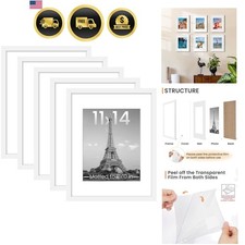 11x14 Picture Frame, Gallery Wall Frames Set of 5, White  Photo Frame Collag...