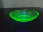 Anchor Hocking Vaseline Uranium Glass Block Optic 5.5" Berry Bowl