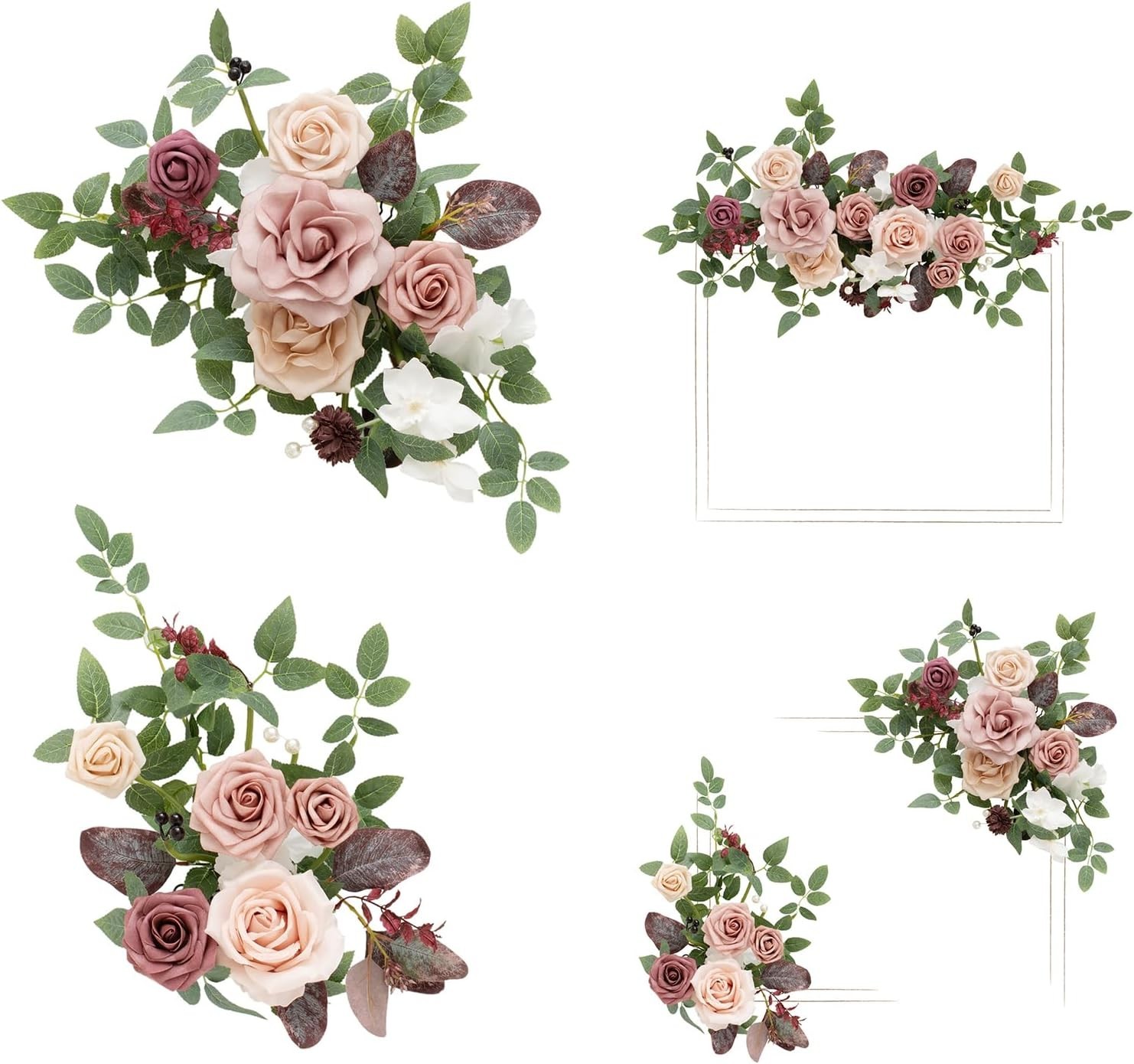 Ling's Moment 2pcs Wedding Flowers Garland Artificial Floral Swag Arch Decora...