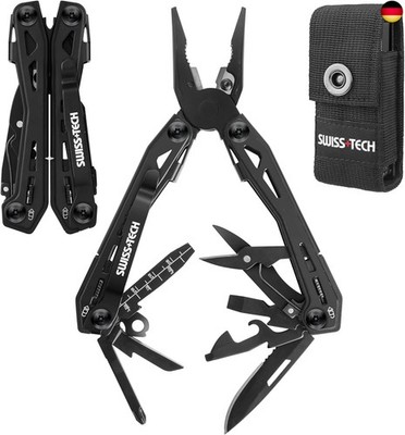 Swiss+Tech Multitool 16 in 1, Multifunktionszange Edelstahl Faltbares Multifunks