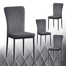4/6PCS Dining Chairs Side Chairs High Back Velvet/Faux Leather/Suede Padded Seat