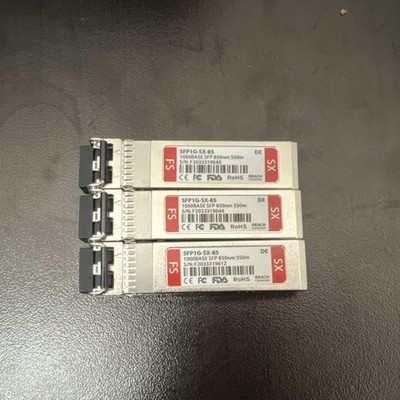 FS SFP1G-SX-85 1000BASE-SX SFP 850nm 550m Fiber Optic Switch Module Lot of 3