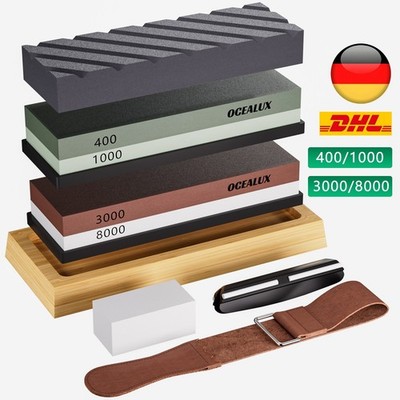 Professional Knife Sharpening Stone Set Dual Grit 400/1000 & 3000/8000 Whetstone
