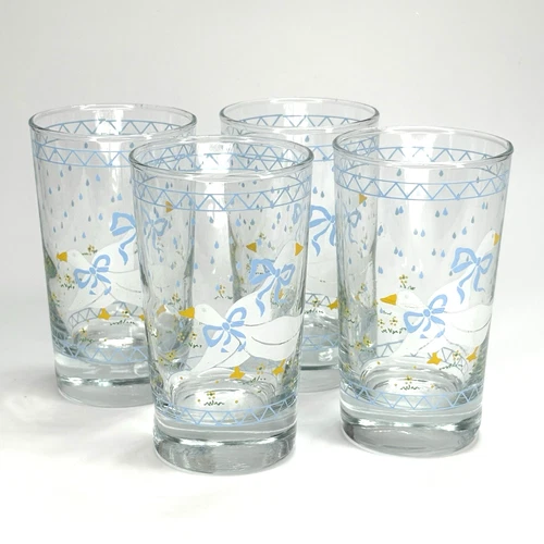 Anchor Hocking Goose 8 oz Glass Tumbler Set of 4 Farm Country Duck Vintage 4.5"