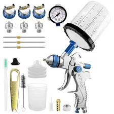 Hvlp Gravity Feed Spray Gun Kit W/1.4/1.7/2.0mm Nozzles Refinishing Painting Gun