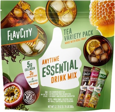 Anytime Essential Tea Variety Pack - Powder Drink Mix Packets with Collagen -