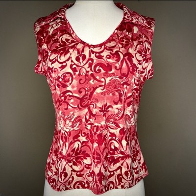 CG Rust Red Vintage Retro Blouse Size M California Grown Sleeveless Shirt Top