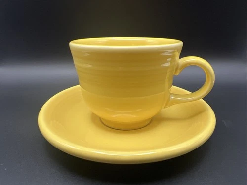 Fiestaware Sunflower Yellow Coffee or Tea Cup and Saucer set Fiesta EUC