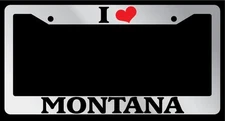 Chrome License Plate Frame I Heart Montana Auto Accessory 1012
