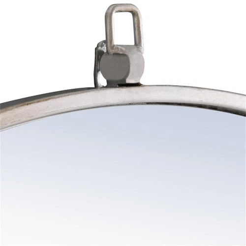 Elegant Decor Rowan 24" Round Metal Frame Hooked Mirror in Silver - Picture 6 of 9