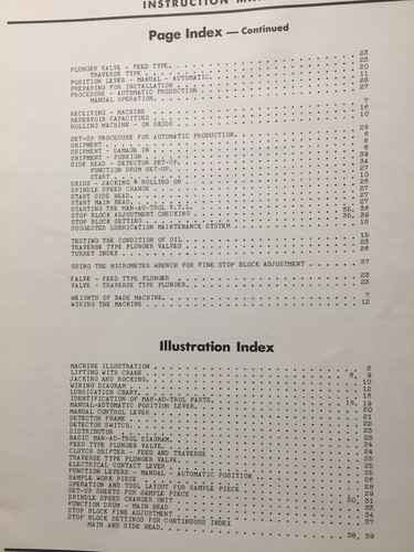 Original Instruction Manual for Bullard Man-au-trol Vertical Turret Lathe - Picture 5 of 5