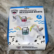 Bigmouth Inc Inflatable Pool Party Unicorn Beverage Boats Floats 2 Pack