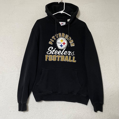 Majestic Pittsburgh Steelers Football NFL Hoodie Sweatshirt Black Adult Medium