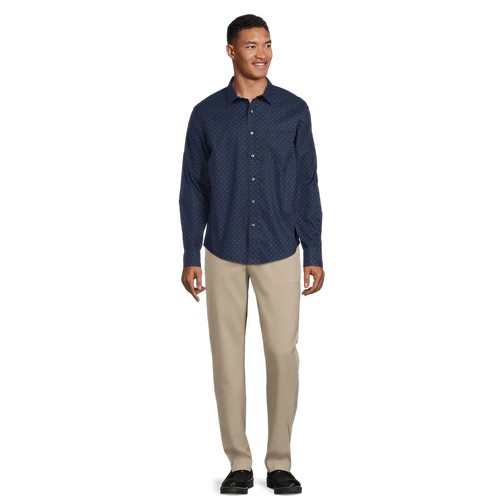 George Men's Long Sleeve Poplin Button-Up Shirt Blue Cove Geo Size L - Picture 9 of 16