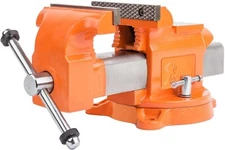 Bench Vise 8 Inch Ductile Iron Bench Vice with 360 Degree Swivel Base and Channe