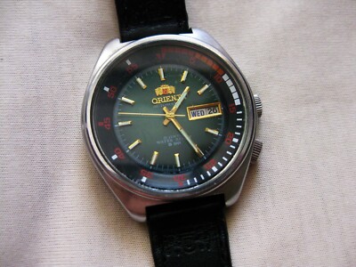 Rare! Orient Automatic 21 jewels Green Dial vintage Diver men's Japan watch