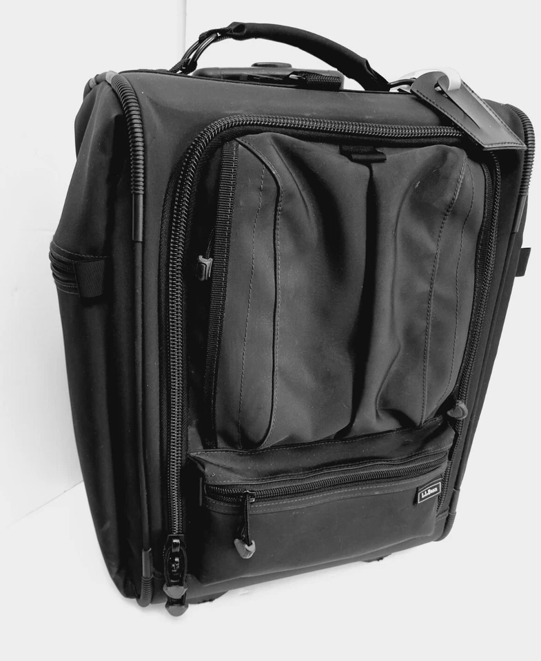 LL Bean Carry On Rolling Wheeled Suitcase Bag Black 17'' EXC - Image 2 of 4