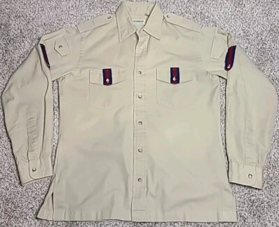 Vintage Gokeys Mens Size Medium Long Sleeve Double Pocket Button Up Shirt 