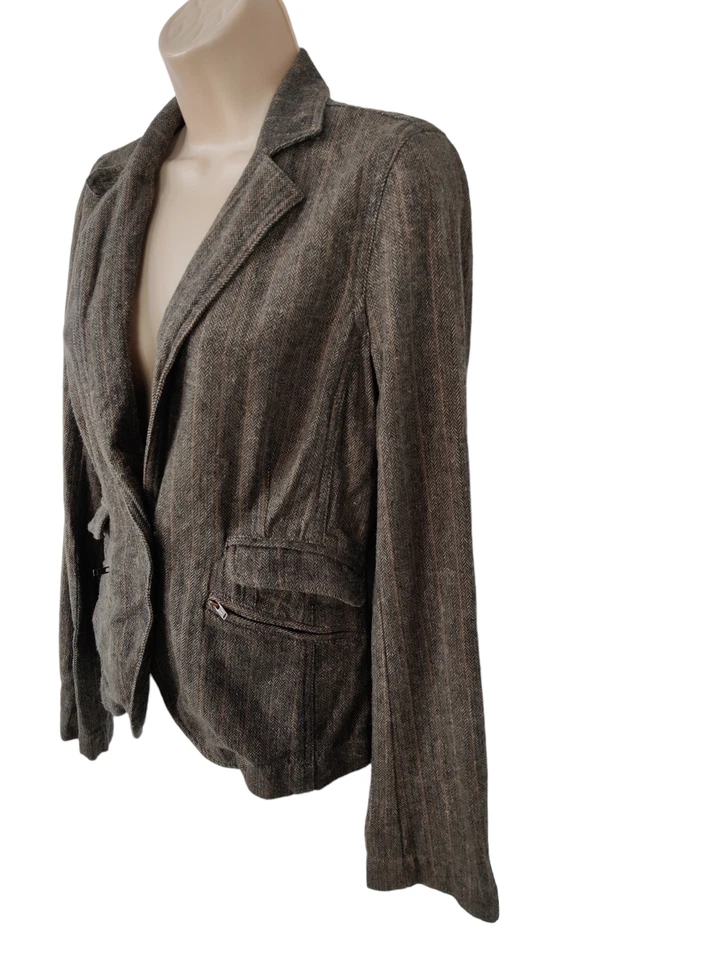 ABRIGO CORTO DE MUJER M-O-T-O TALLA UK 8 MARRÓN MEZCLA ESPINA ARENQUE TWEED Foto 2 de 4