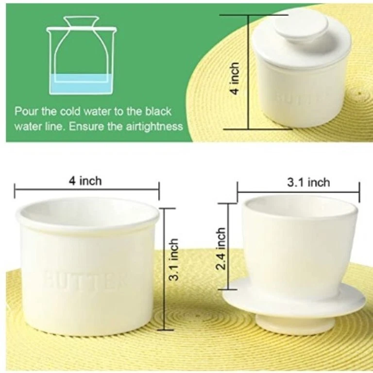 Warome Butter Crock Butter Keeper with Water Line French Butter