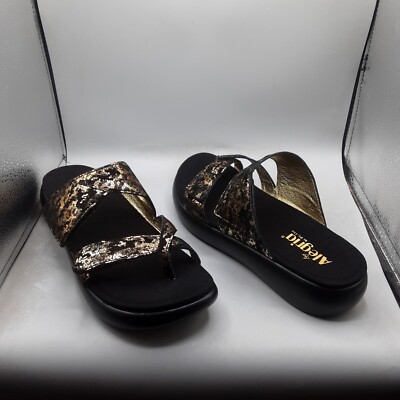 Alegria Sandals Beatrix Women's 9.5-10M EU40 Black Gold Glammo Toe Loop 2 A31