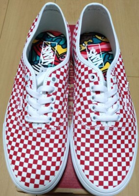 Vans Checker Authentic Sneakers Shoes Red White Men's US9.5 / JP27